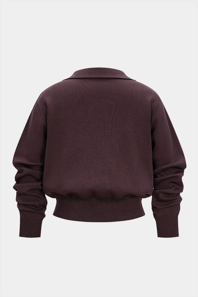 Plus Size Knit Metallic Button Cardigan - MISMIMCWKX2509230029-MAROON-0XL