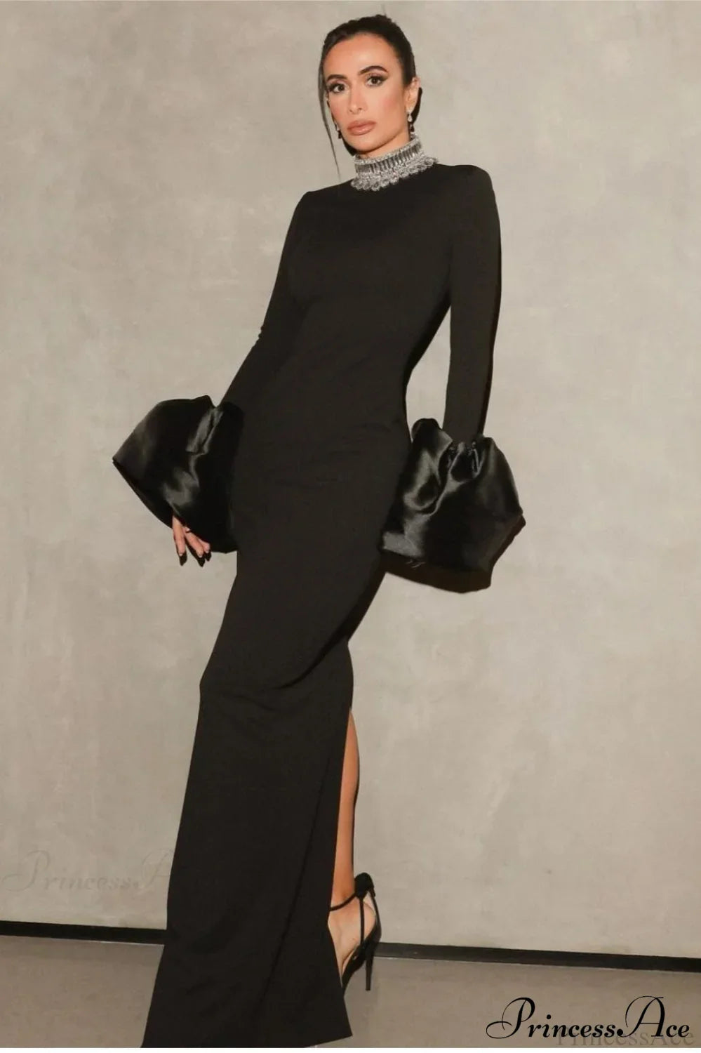 Red Bandage Flared Long Sleeves Party Dress