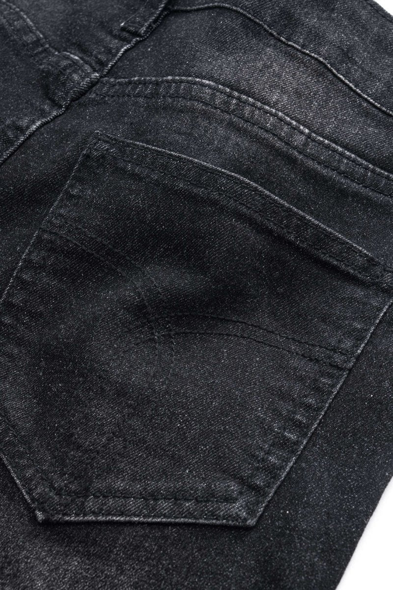 Ripped Cut Out Button Pocket Wide Leg Jeans - MISMIMCWNJ2501020025-BLACK-S