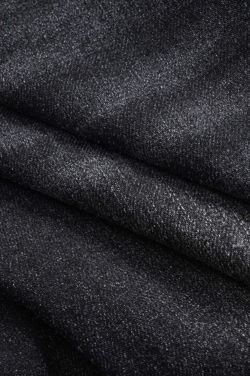 Ripped Cut Out Button Pocket Wide Leg Jeans - MISMIMCWNJ2501020025-BLACK-S