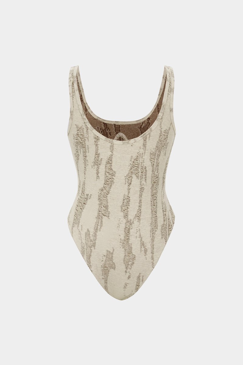 Ripped Sleeveless Bodysuit - MISMIMCWTO2504290097-KHAKI-XS