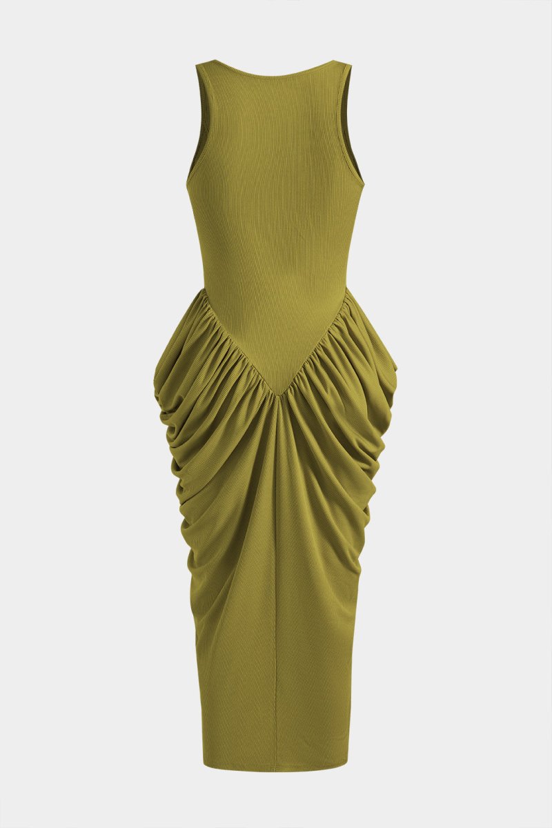 Ruched Corset Sleeveless Maxi Dress - MISMIMCWDA2412160023-GREEN-XS