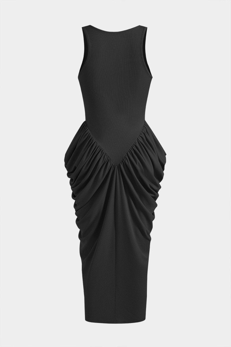 Ruched Corset Sleeveless Maxi Dress - MISMIMCWDA2412160023-BLACK-XS