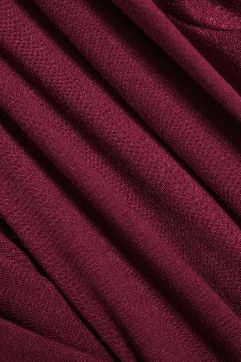 Ruched Long Sleeve Bodysuit - MISMIMCWTO2411150008-BURGUNDY-XS