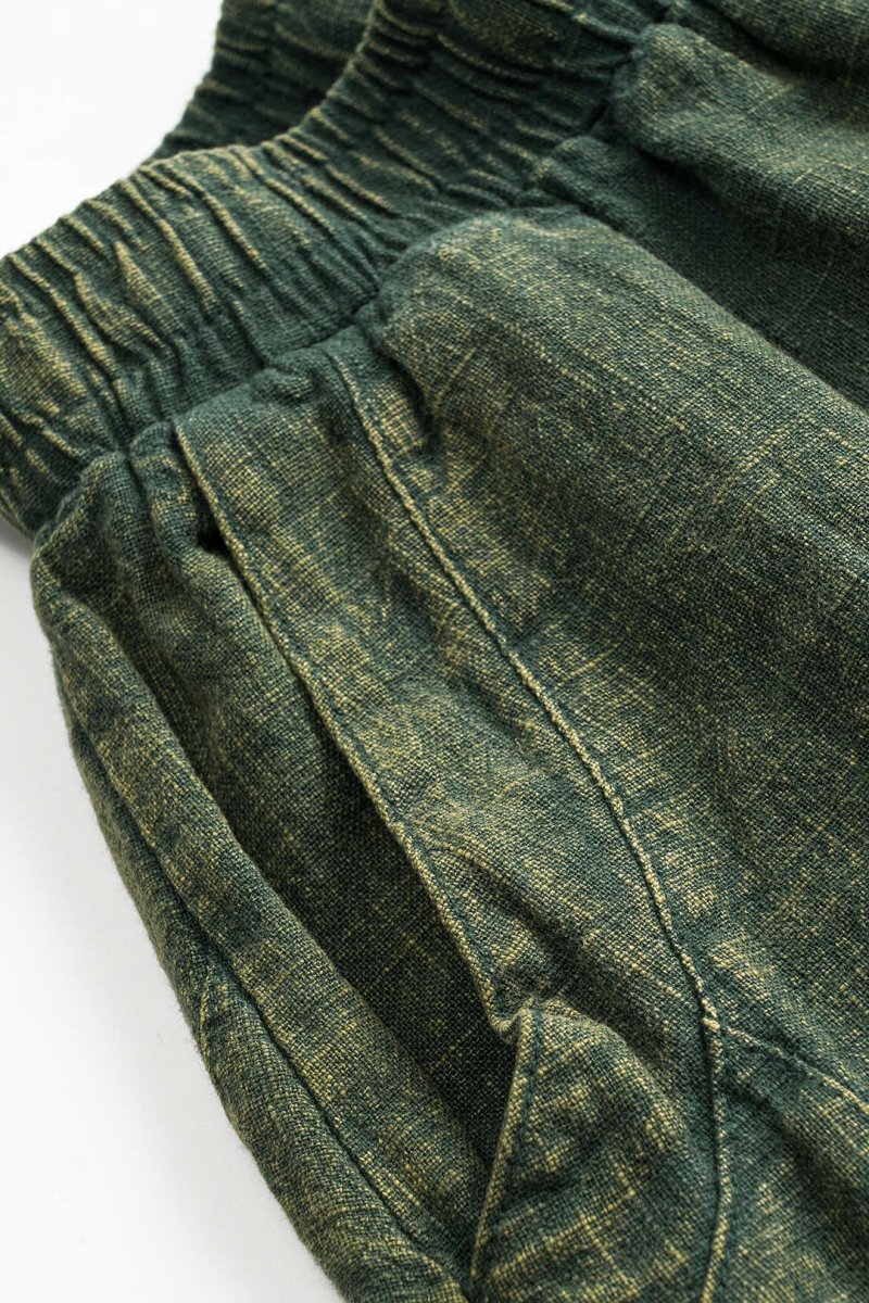 Ruched Pocket Wide Leg Barrel Trousers - MISMIMCWBT2502210079-GREEN-XS