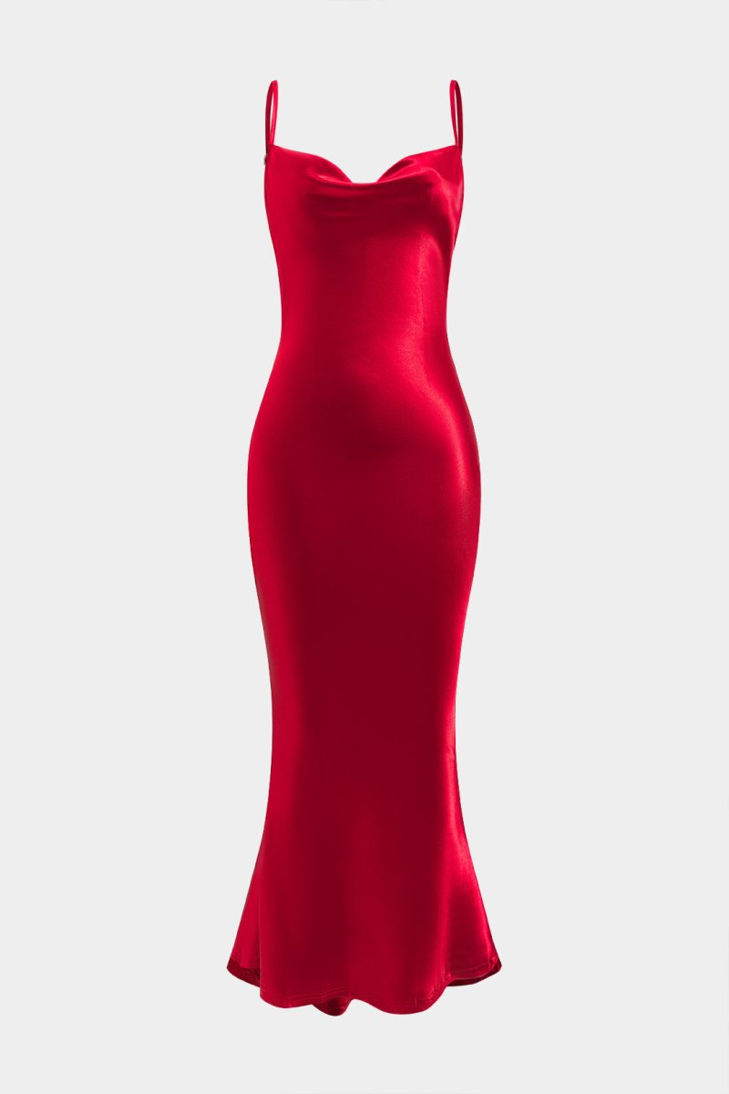 Satin Backless Slip Midi Dress - MISMIMCWDB2502060063-CHILI-S
