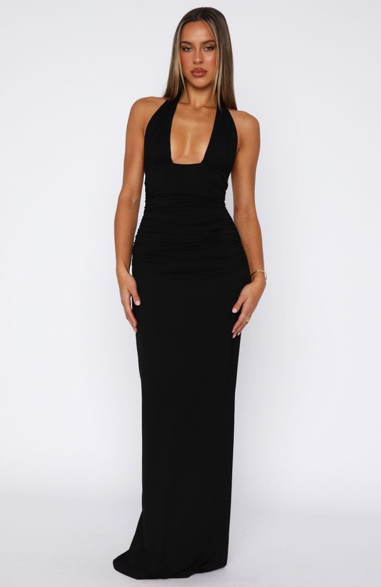 Say What You Feel Halter Maxi Dress Black - MISMIEXBOS222-1-XXS