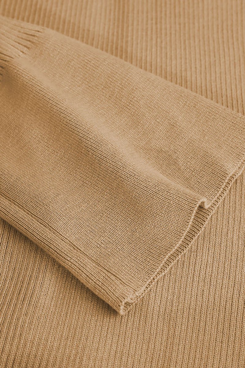 Shell Sleeve Ribbed Buttons Down Maxi Dress - MISMIMCAAAACDD002-KHAKI-S