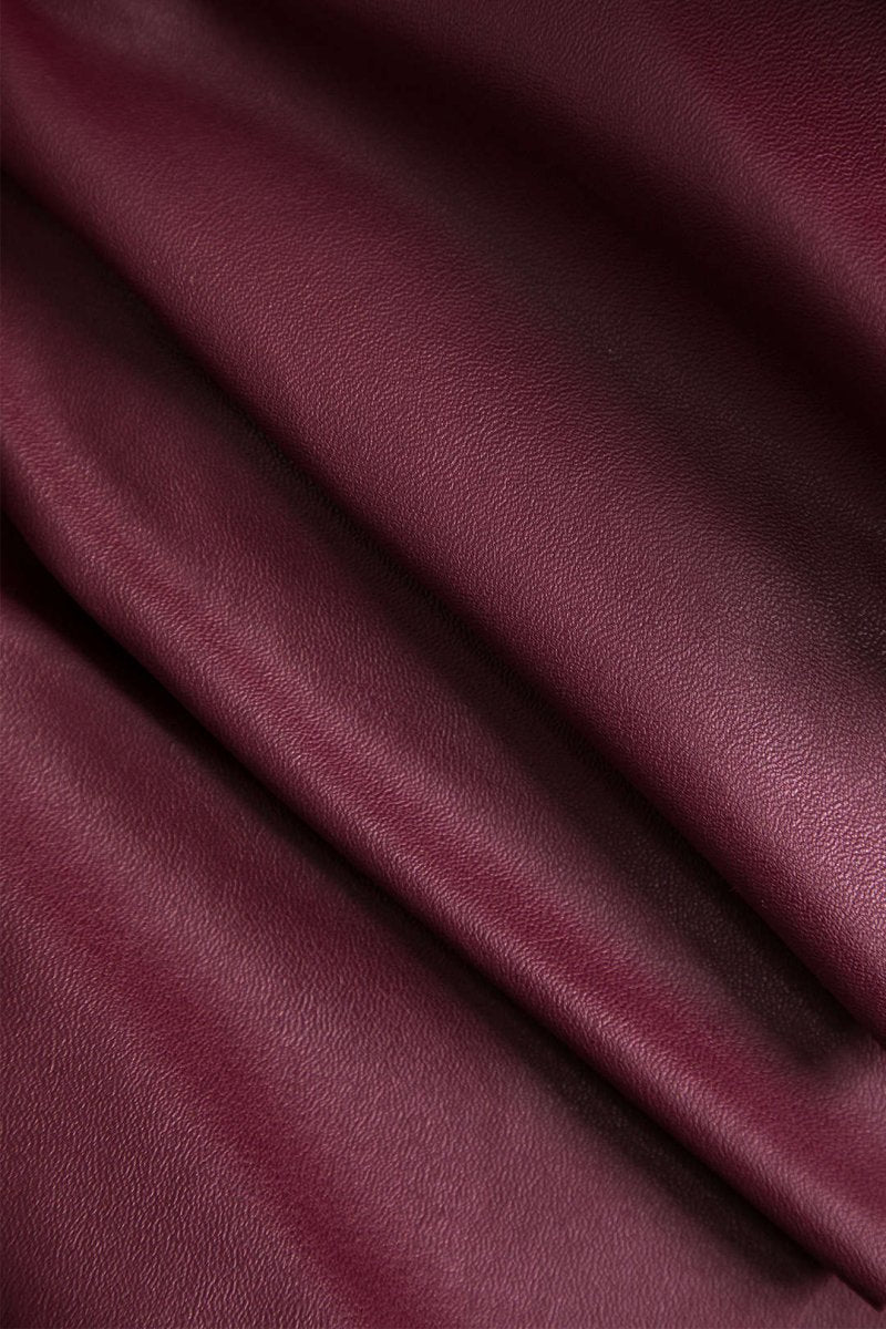 Solid Faux Leather Asymmetrical Layer Skirt - MISMIMCWBK2409200015-BURGUNDY-XS