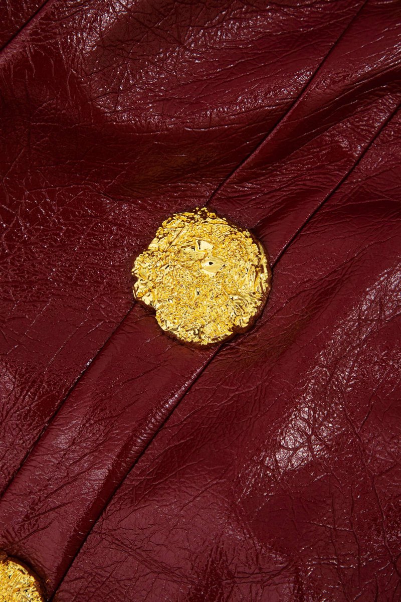 Solid Faux Leather Strap Mini Dress - MISMIMCWDC2408140027-BURGUNDY-XS