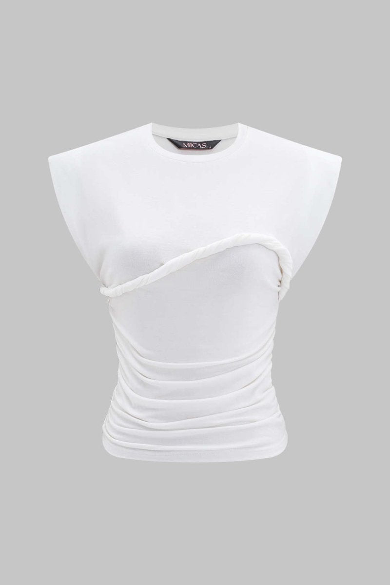 Solid Twist Round Neck T-Shirt - MISMIMCWTS2502140014-WHITE-XXS