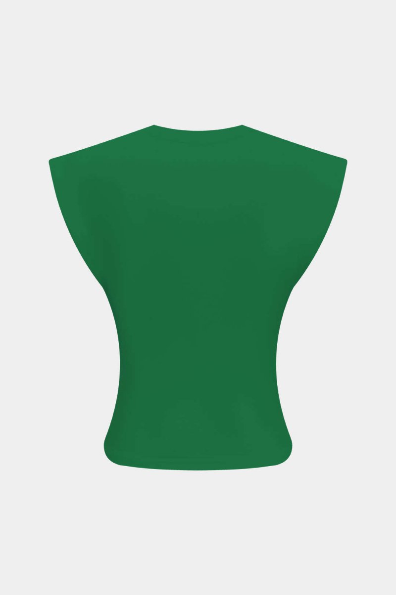 Solid Twist Round Neck T-Shirt - MISMIMCWTS2502140014-GREEN-XXS