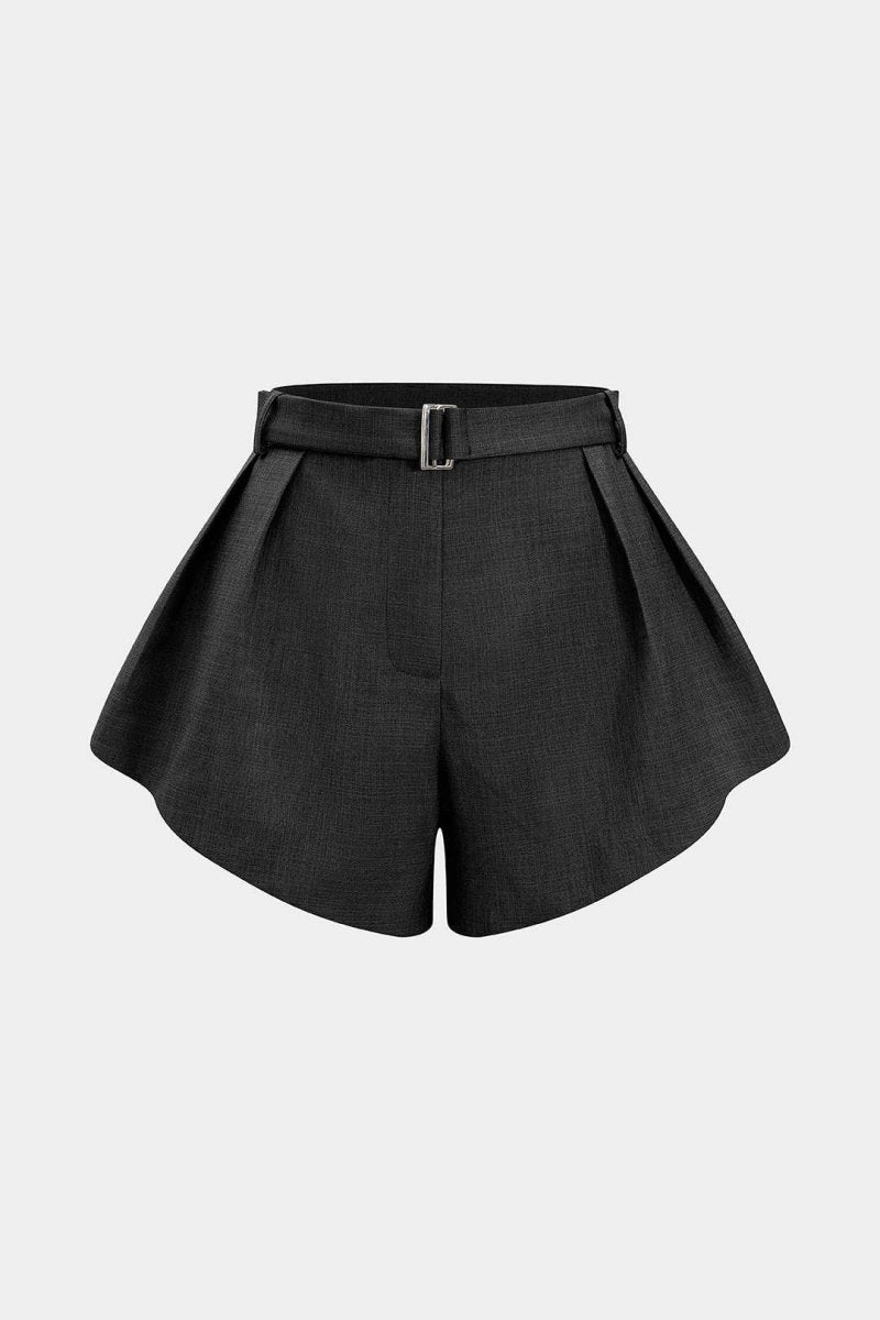 Solid Wide Leg Shorts - MISMIMCWBS2509300016-BLACK-XS