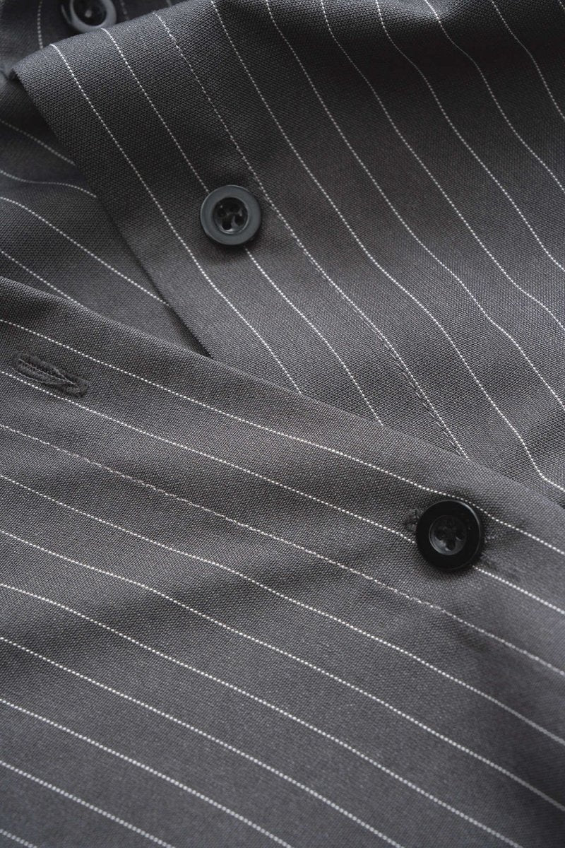 Stripes Print Button Long Sleeve Bodysuit - MISMIMCWTO2509190004-DARK GRAY-XS