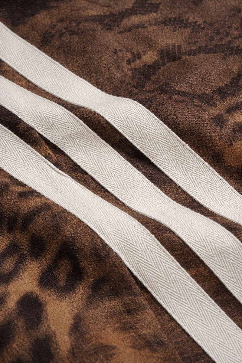 Suede Leopard Print Wide Leg Trousers - MISMIMCWBT2509120050-CHOCOLATE-XS