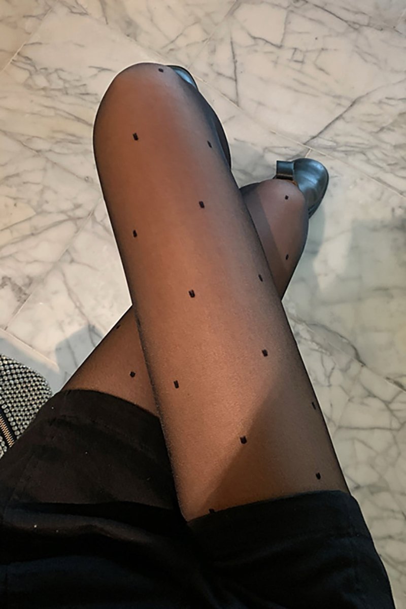 Thin Polka Dot Tights - MISMIMCAFW2411190043-BLACK-F