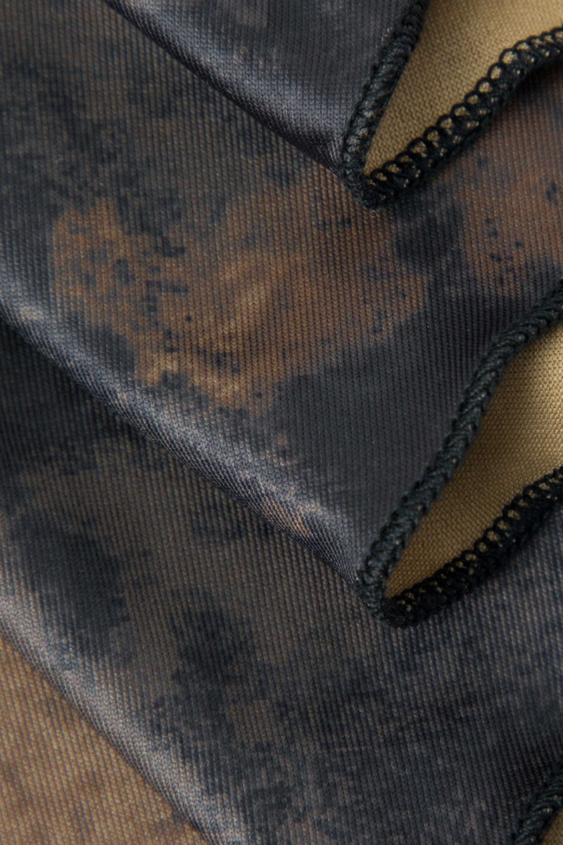 Tie Dye Asymmetric Ruffle Hem Skirt - MISMIMCWBK2303090202-CARAMEL-XS