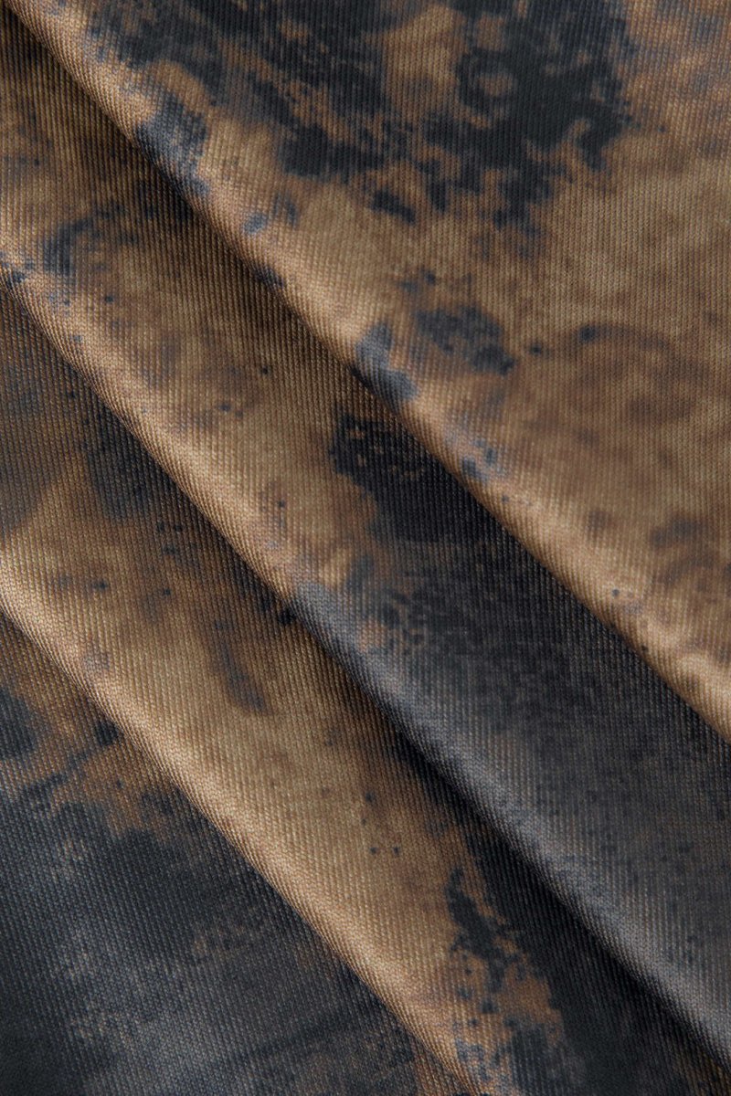 Tie Dye Asymmetric Ruffle Hem Skirt - MISMIMCWBK2303090202-CARAMEL-XS