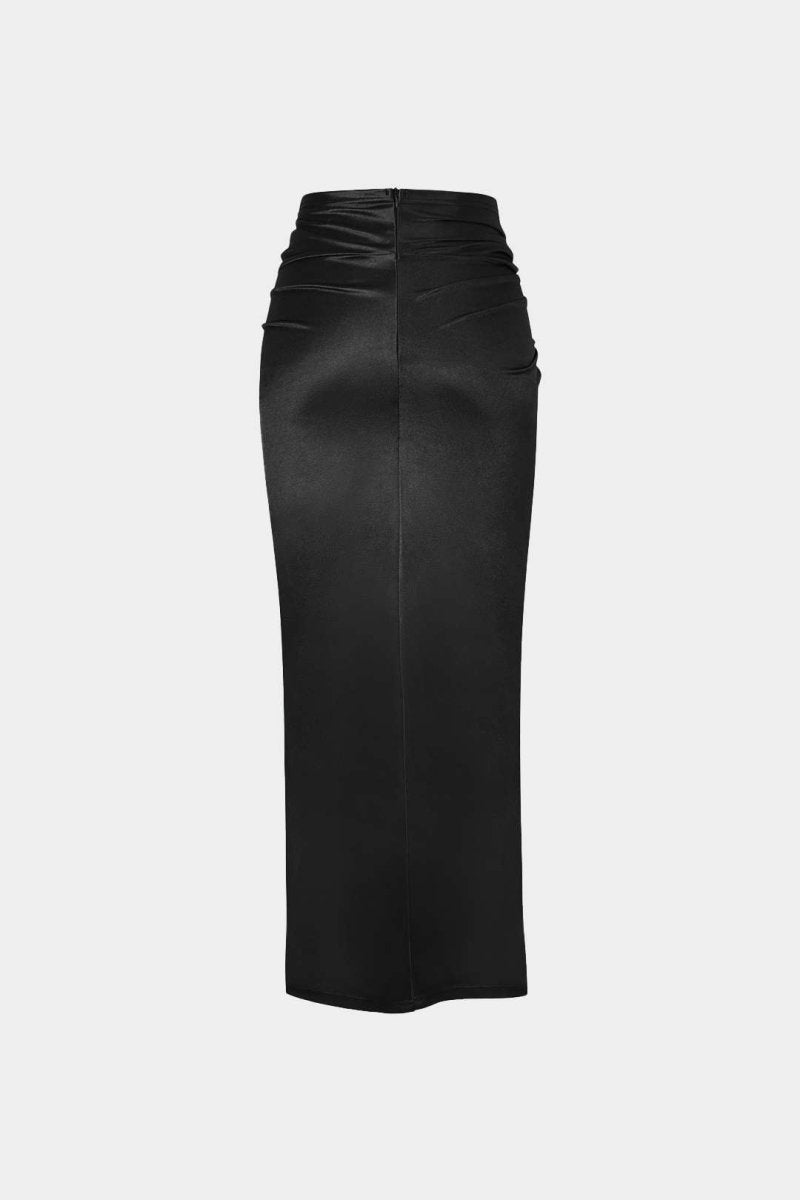 Twist Detail High Slit Midi Skirt - MISMIMCWBK2208190007-BLACK-XS