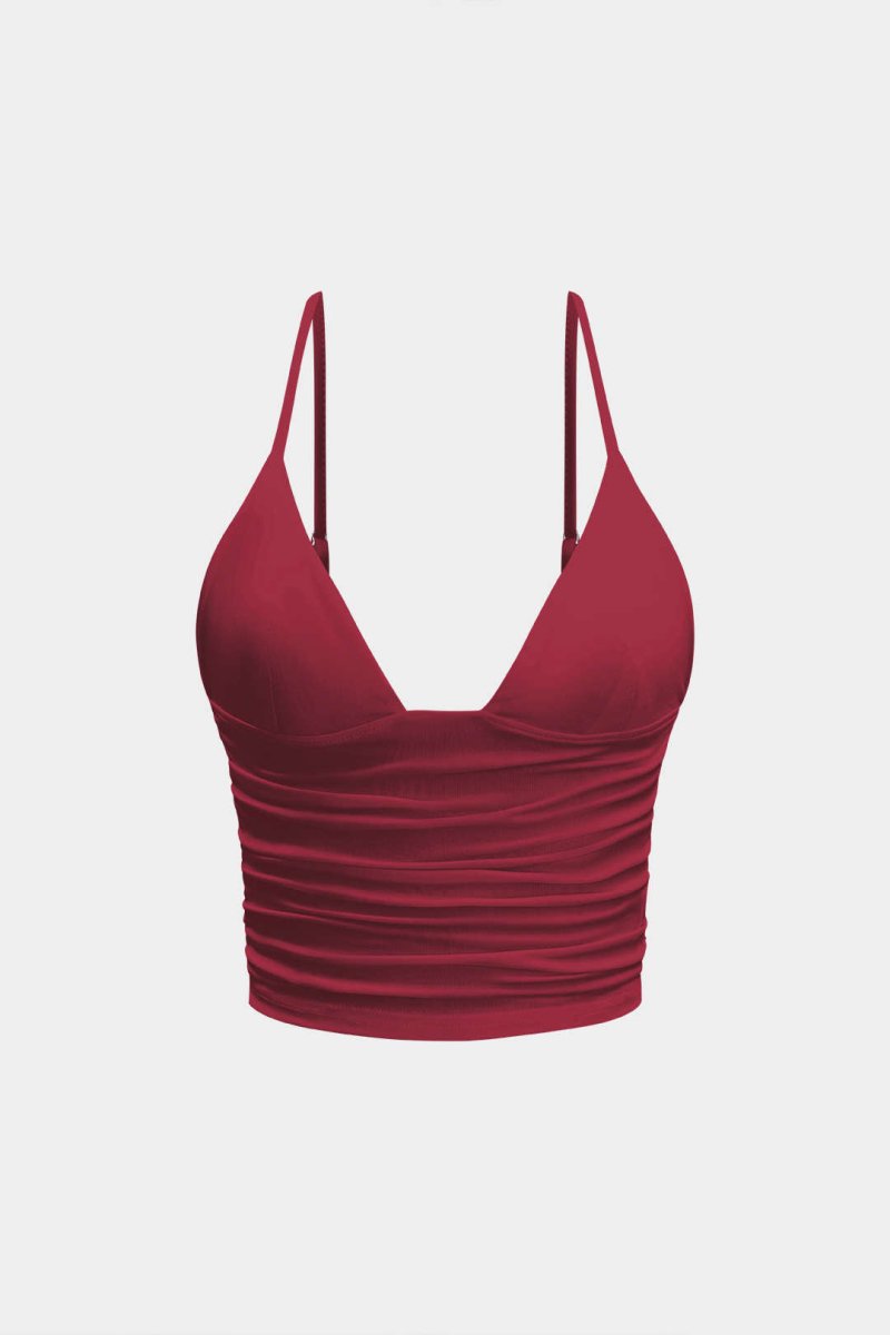 V - Neck Slip Cami Top - MISMIMCWTT2504140079-BURGUNDY-XS