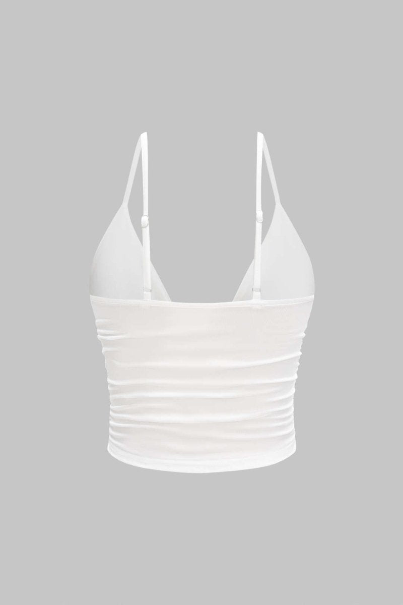 V - Neck Slip Cami Top - MISMIMCWTT2504140079-WHITE-XS