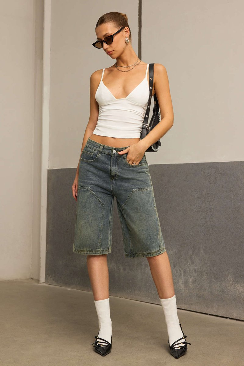 V - Neck Slip Cami Top - MISMIMCWTT2504140079-WHITE-XS