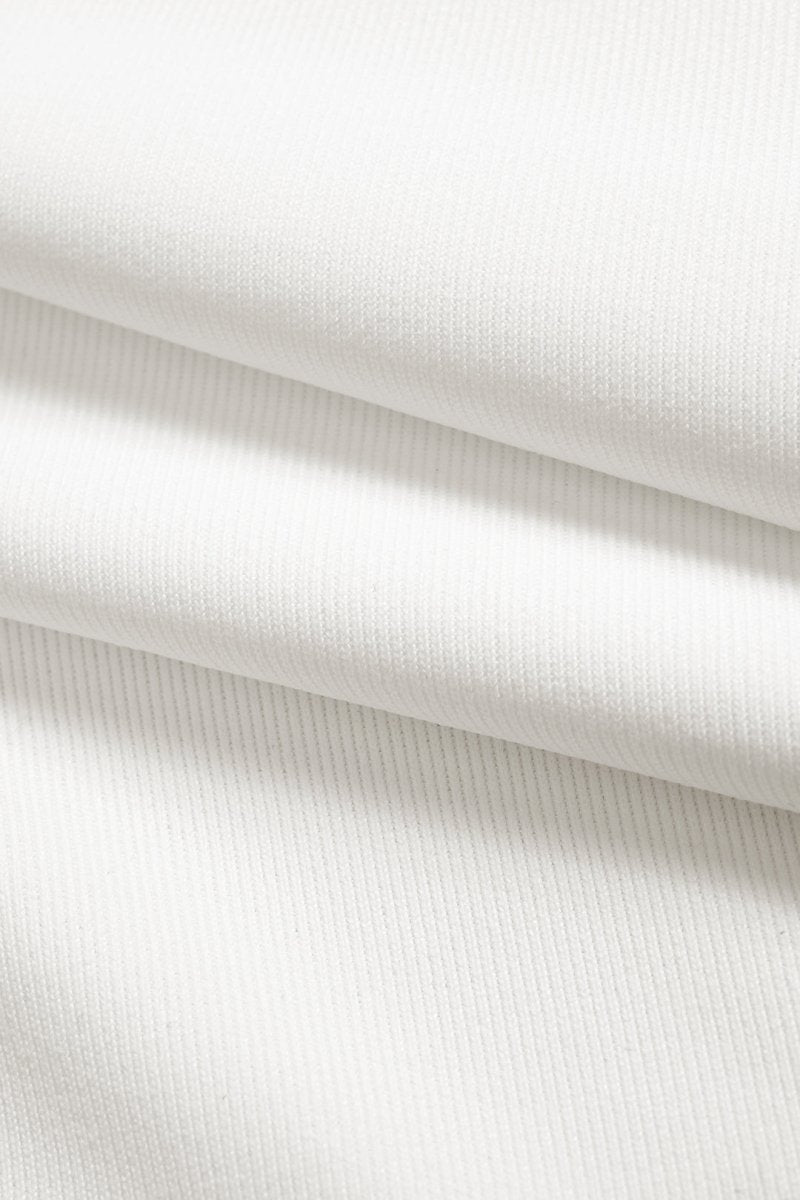 V - Neck Waist - Cinching Ruched T-Shirt - MISMIMCWTS2507020129-WHITE-XS