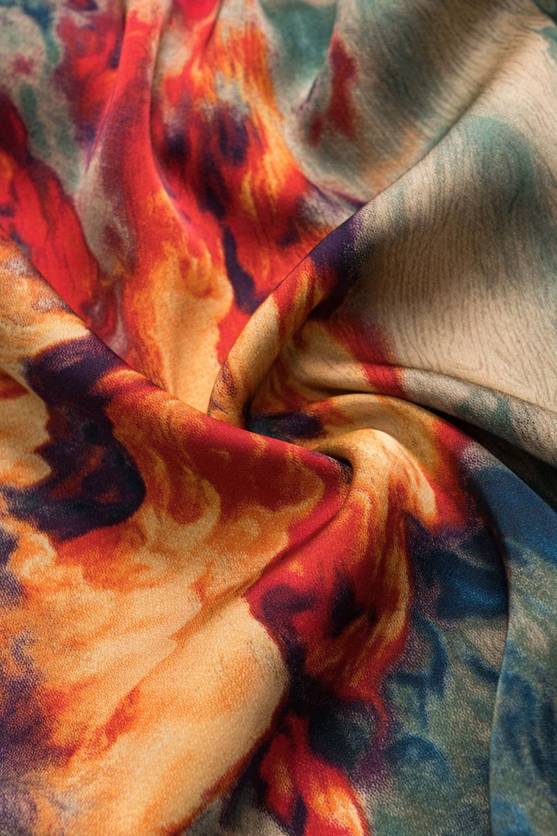 Watercolor Print Satin Ruched Drawstring Slip Mini Dress - MISMIMCWDC2412250027-MULTICOLOR-XS