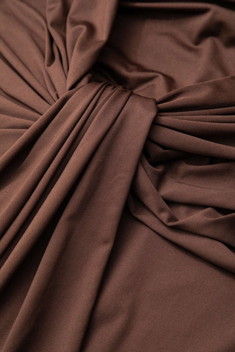 Wrap Ruched High Neck Long Sleeve Maxi Dress - MISMIMCWDA2309180103-COFFEE-XS