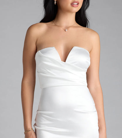 Krissy Satin Bodycon Formal Midi Dress