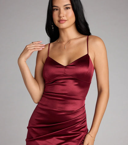 Tori Lace-Up Satin Midi Formal Dress