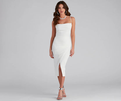 Ashlyn Formal High Slit Midi Dress