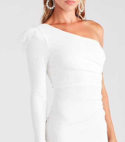 Cassidy Formal Sequin Feather Dress