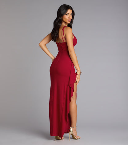 Ayden Ruffle High Slit Mermaid Dress