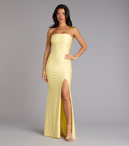 Cheryl Strapless Slit Mermaid Formal Dress