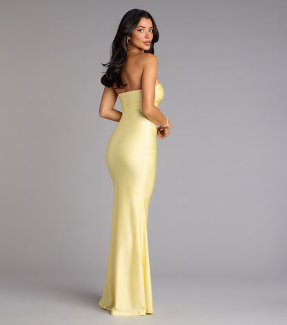 Cheryl Strapless Slit Mermaid Formal Dress