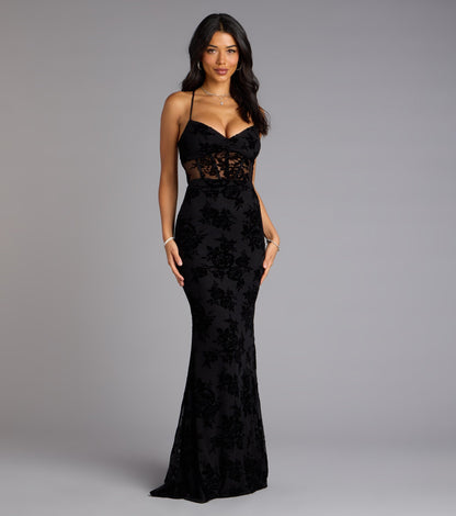 Bethany Lace-Up Mesh Mermaid Formal Dress