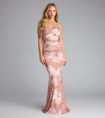 Felicity Floral Lace-Up Mermaid Formal Dress