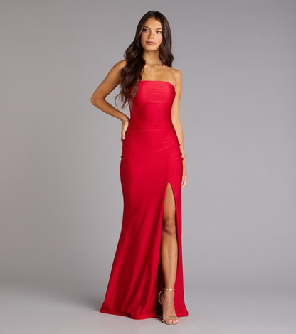 Cheryl Strapless Slit Mermaid Formal Dress