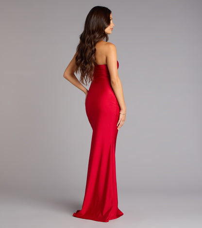 Cheryl Strapless Slit Mermaid Formal Dress