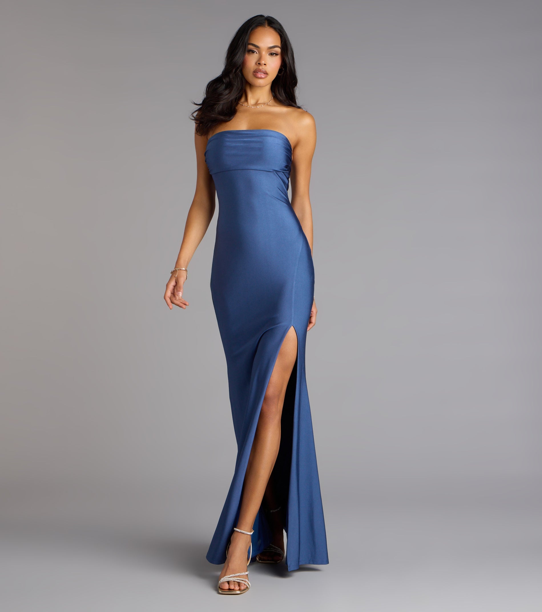 Cheryl Strapless Slit Mermaid Formal Dress