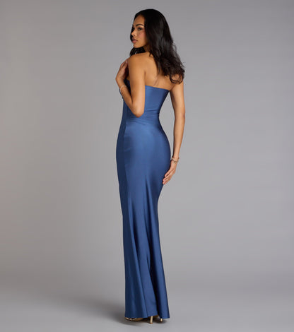 Cheryl Strapless Slit Mermaid Formal Dress
