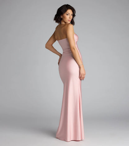 Cheryl Strapless Slit Mermaid Formal Dress