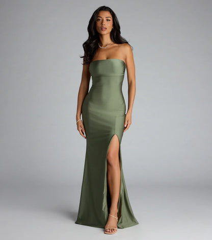 Cheryl Strapless Slit Mermaid Formal Dress
