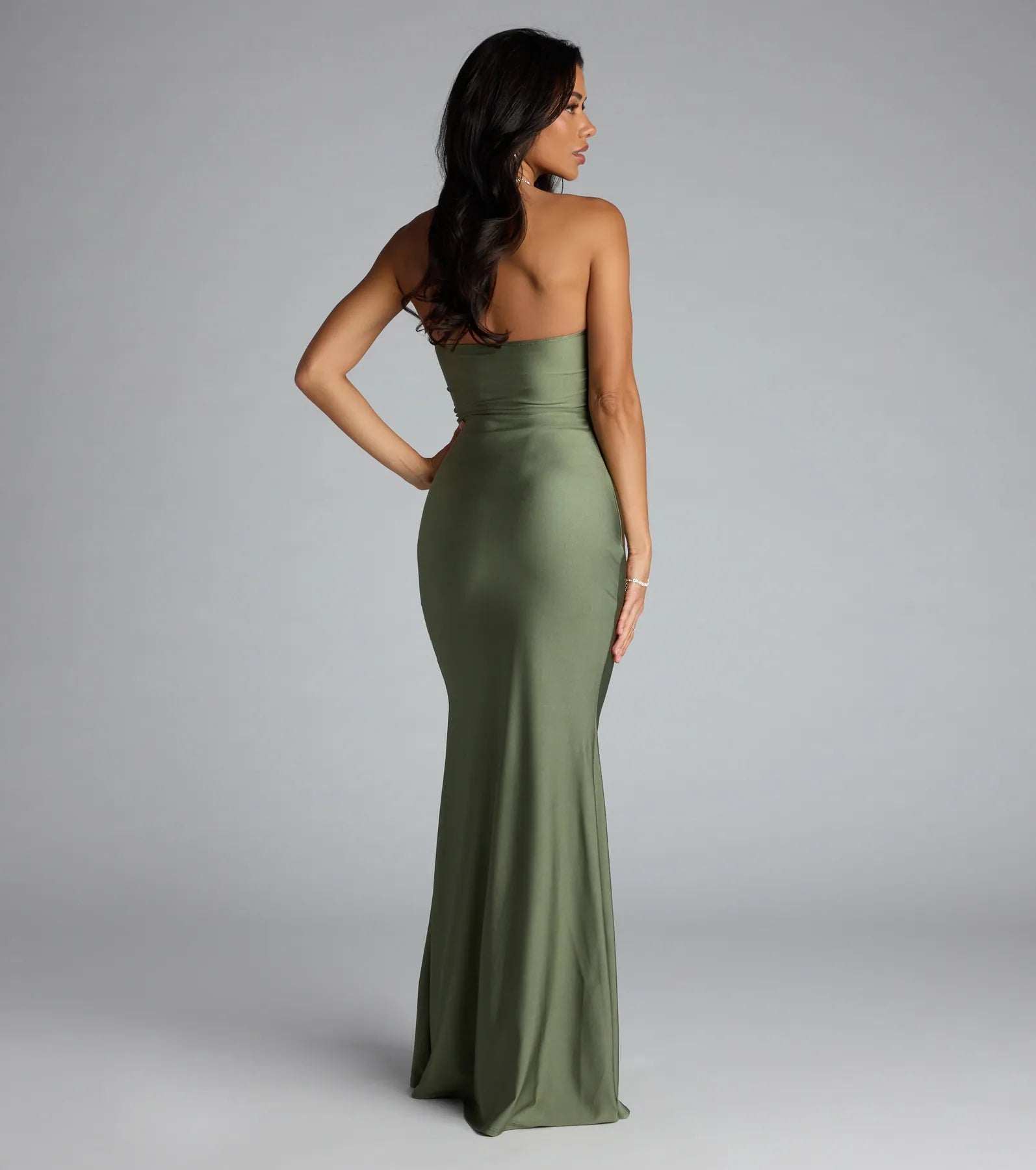 Cheryl Strapless Slit Mermaid Formal Dress