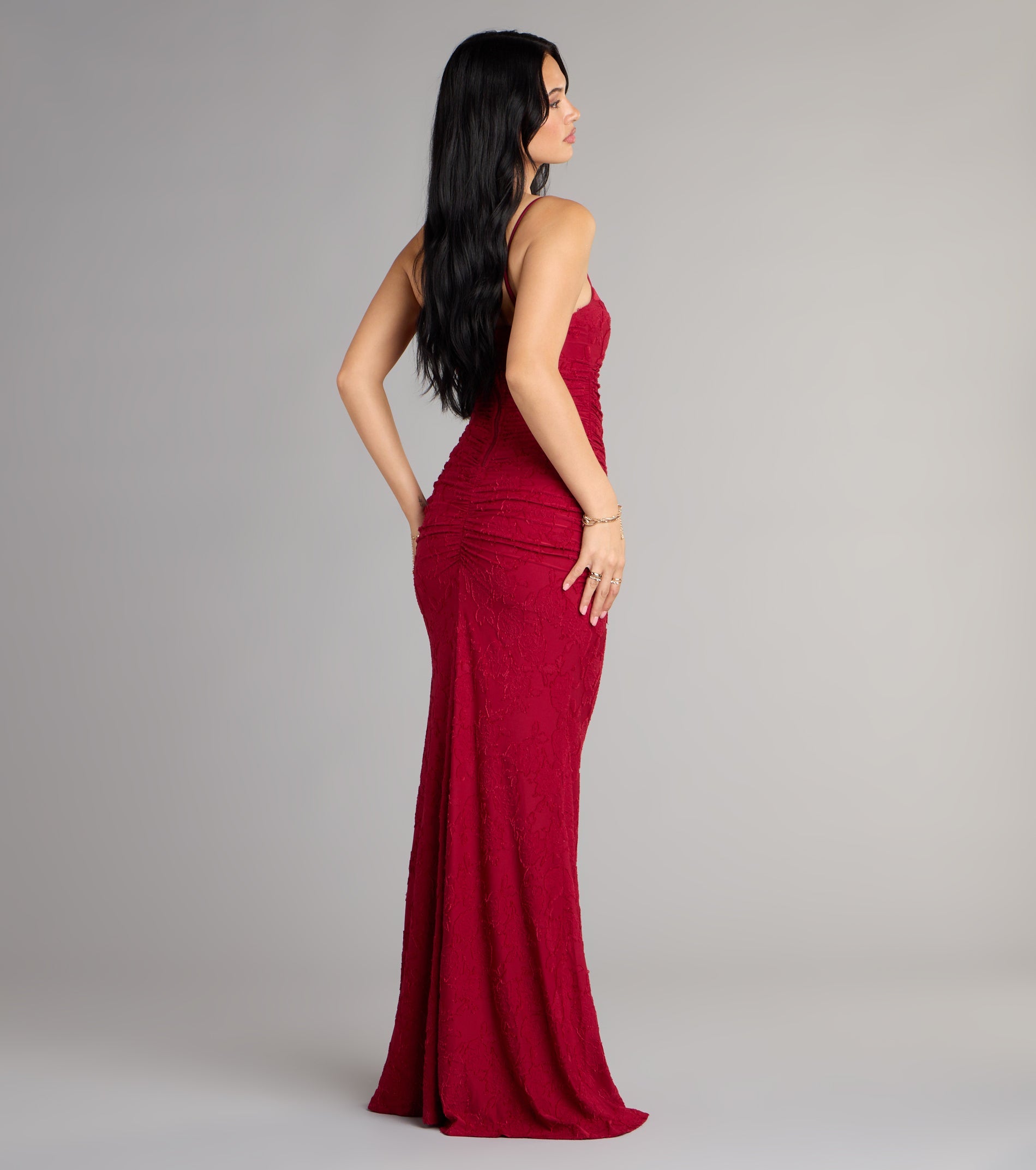 Alba Cowl Neck Mermaid Floral Formal Dress