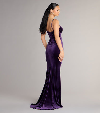 Ariel Velvet Slit Mermaid Formal Dress
