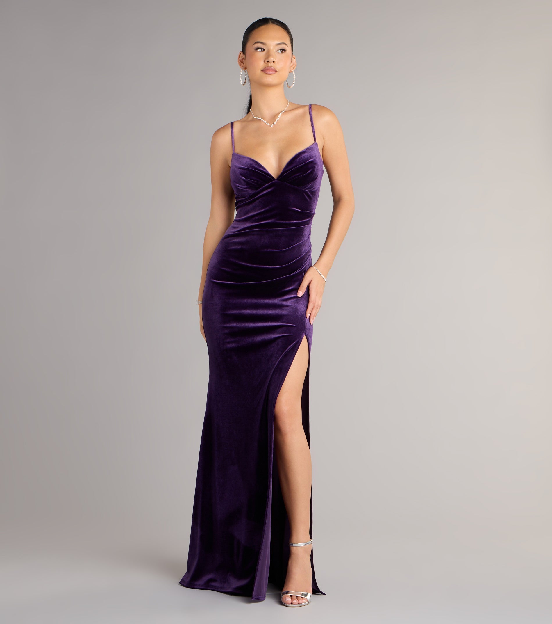 Ariel Velvet Slit Mermaid Formal Dress
