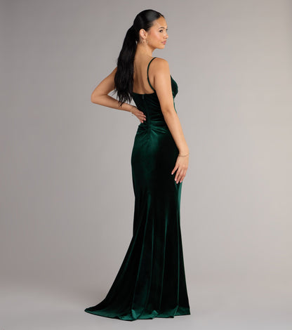 Ariel Velvet Slit Mermaid Formal Dress