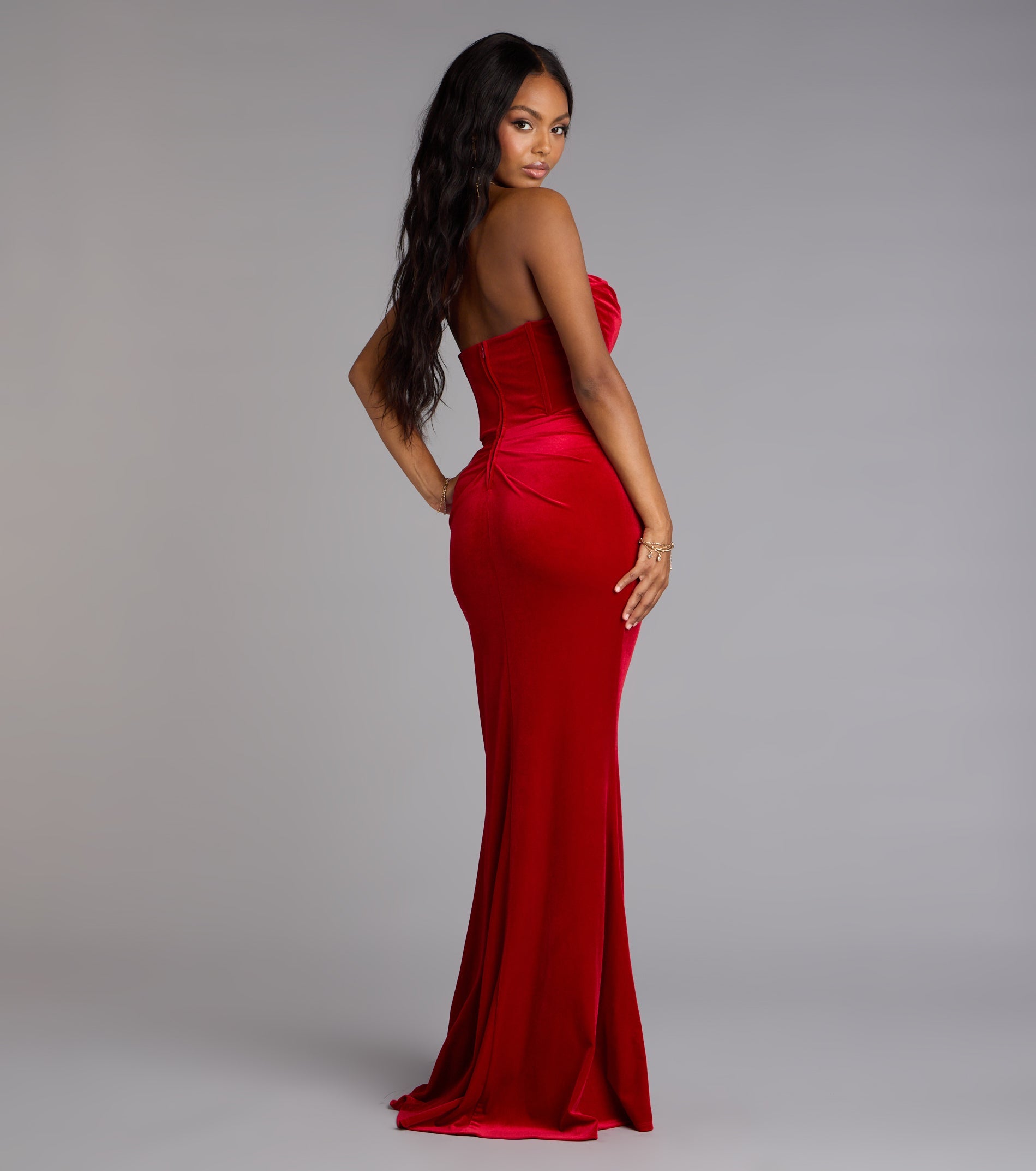 Julia Velvet Corset High Slit Mermaid Dress